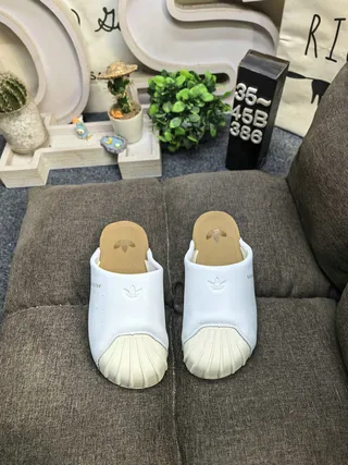 Adidas Superstar Slide White Perforated Leather Slippers 10