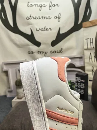 Adidas Superstar White and Peach Lifestyle Sneakers 3