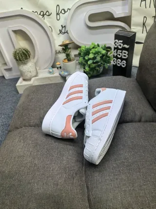 Adidas Superstar White and Peach Lifestyle Sneakers 6