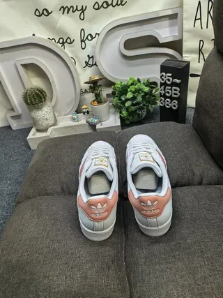 Adidas Superstar White and Peach Lifestyle Sneakers 8