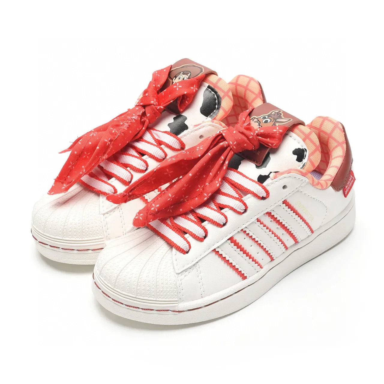 Adidas Superstar White Floral and Red Stripe Lifestyle Sneakers 3