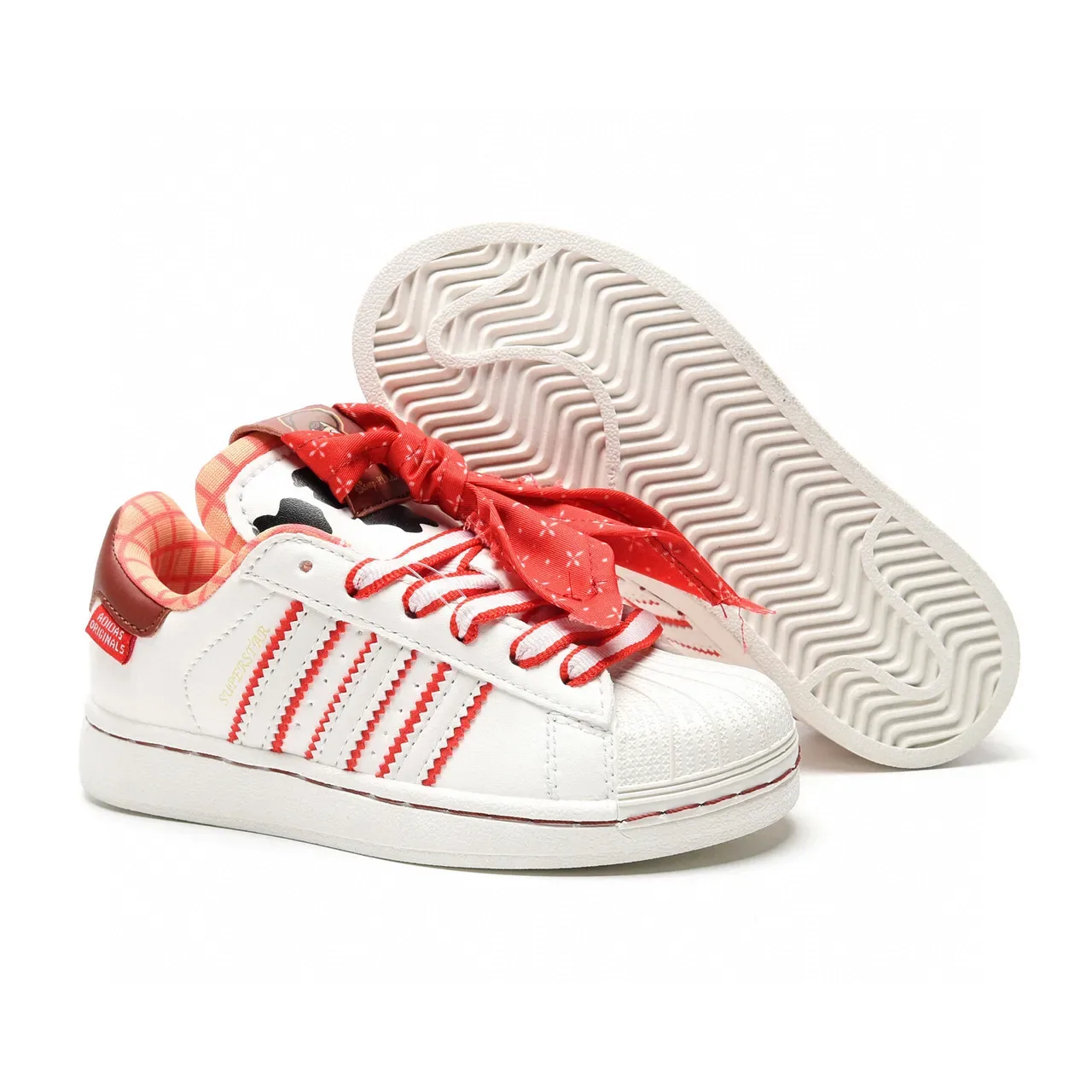 Adidas Superstar White Floral and Red Stripe Lifestyle Sneakers 4