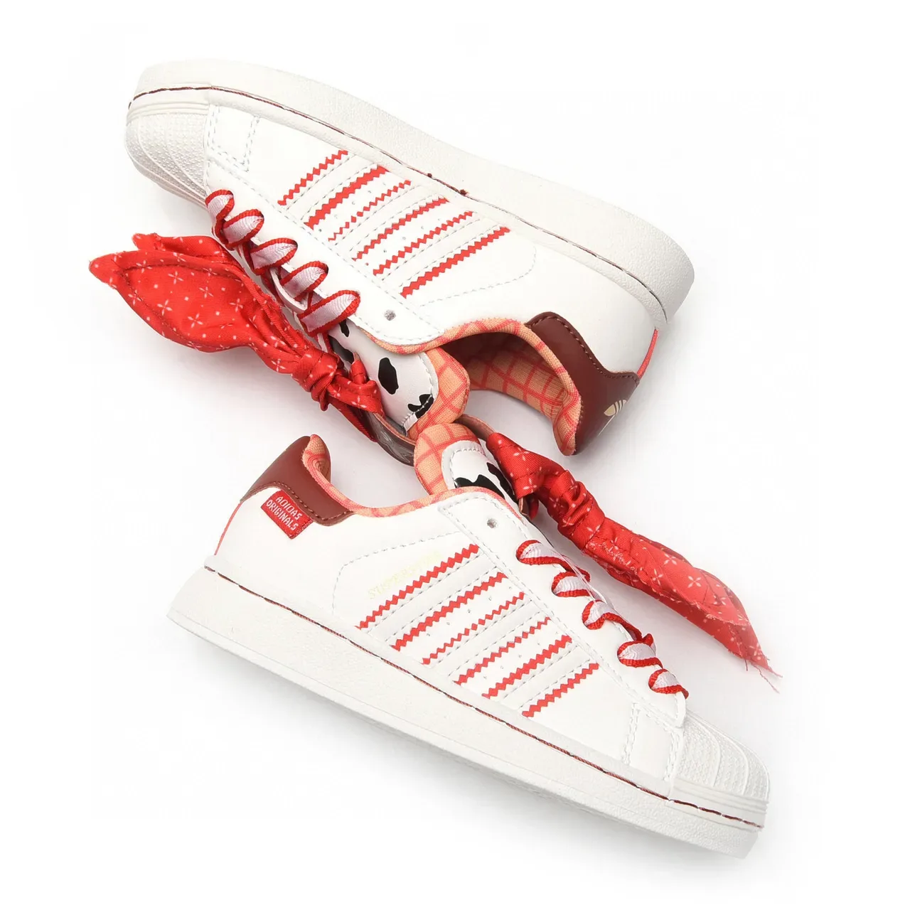 Adidas Superstar White Floral and Red Stripe Lifestyle Sneakers 9