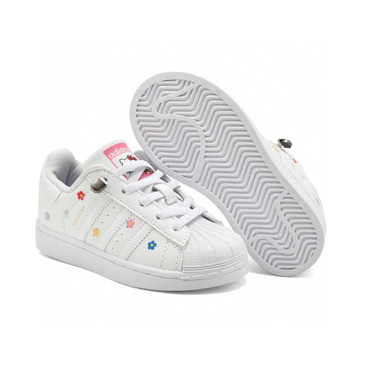 Adidas Superstar White Floral and Red Stripe Lifestyle Sneakers 12