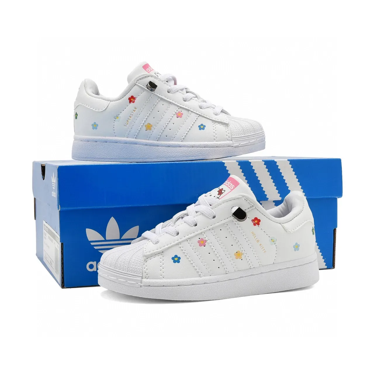 Adidas Superstar White Floral and Red Stripe Lifestyle Sneakers 13