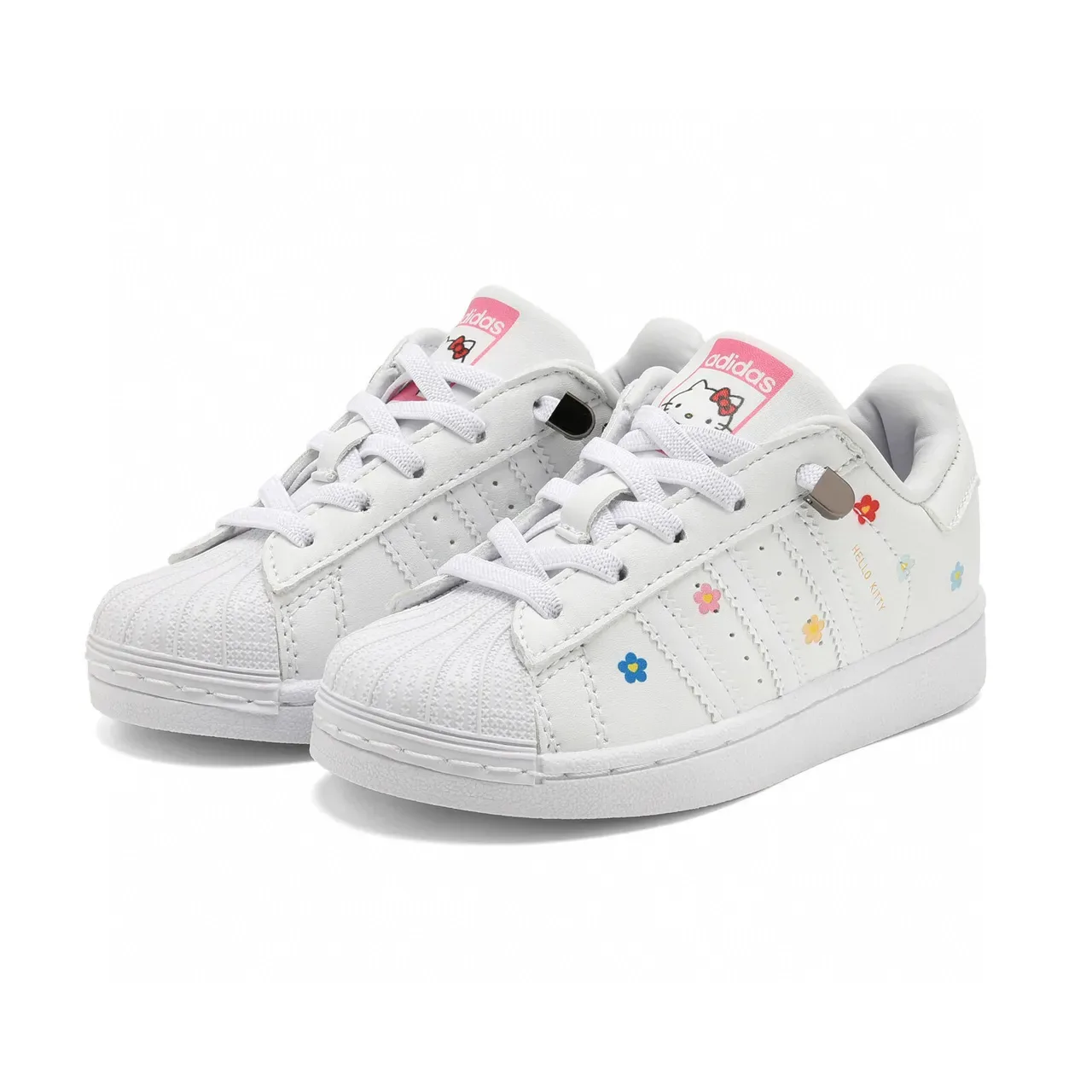 Adidas Superstar White Floral and Red Stripe Lifestyle Sneakers 14