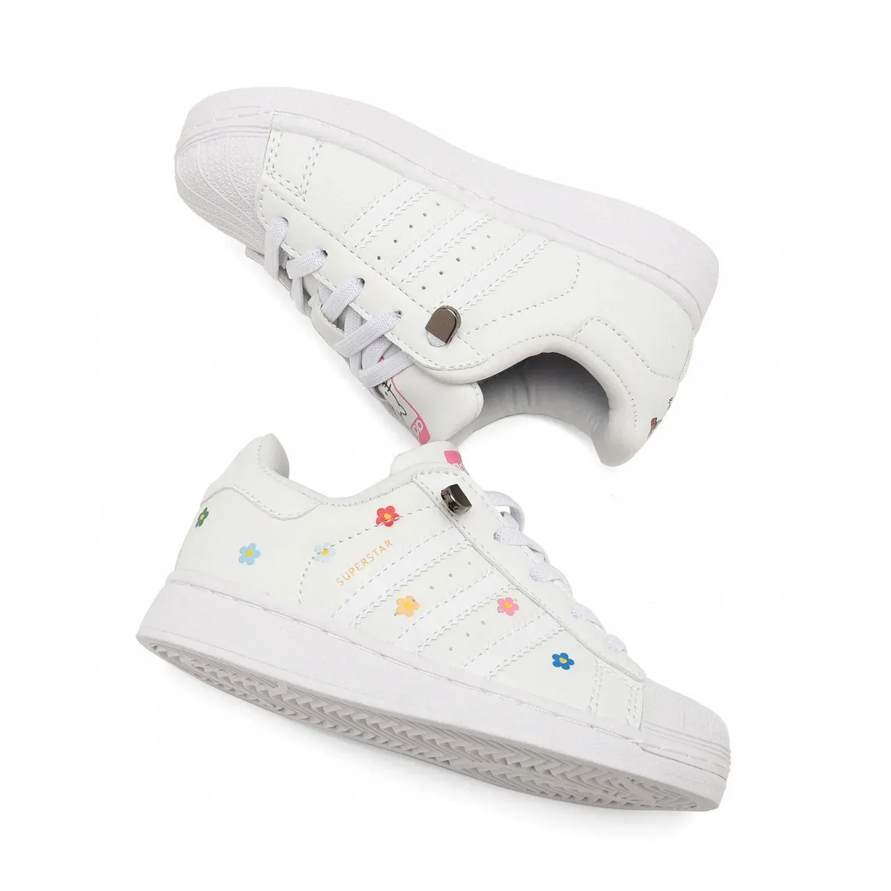 Adidas Superstar White Floral and Red Stripe Lifestyle Sneakers 19