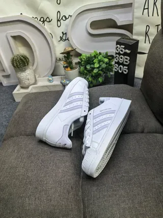 Adidas Superstar White Purple Shell-Toe Leather Upper Lifestyle Sneakers 6