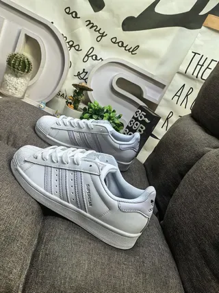 Adidas Superstar White Purple Shell-Toe Leather Upper Lifestyle Sneakers 7