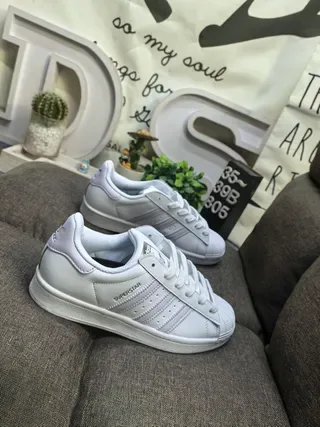 Adidas Superstar White Purple Shell-Toe Leather Upper Lifestyle Sneakers 9