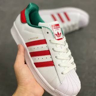 Adidas Superstar सफेद लाल हरा लाइफस्टाइल स्नीकर्स