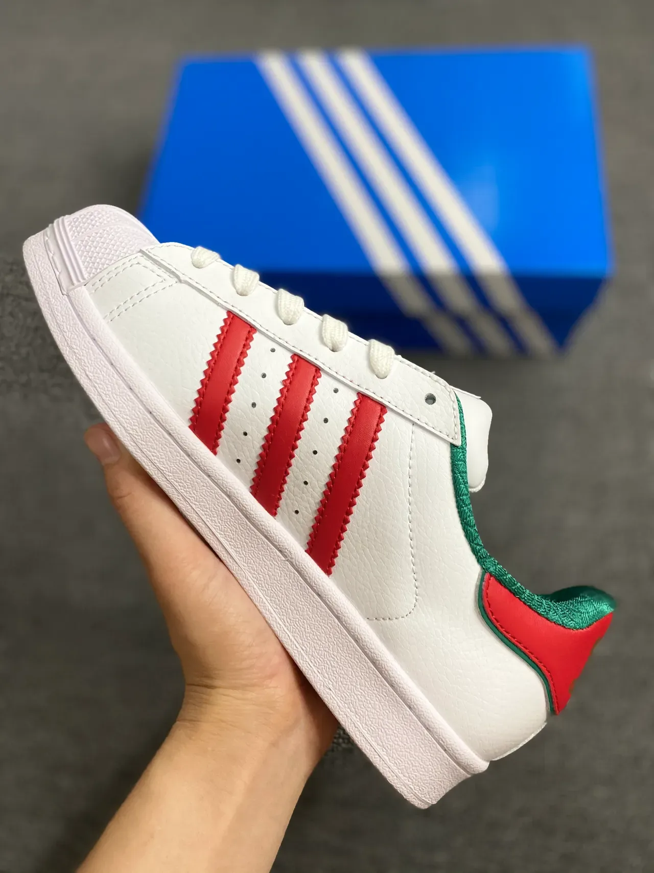 Adidas Superstar White Red Green Lifestyle Sneakers 4