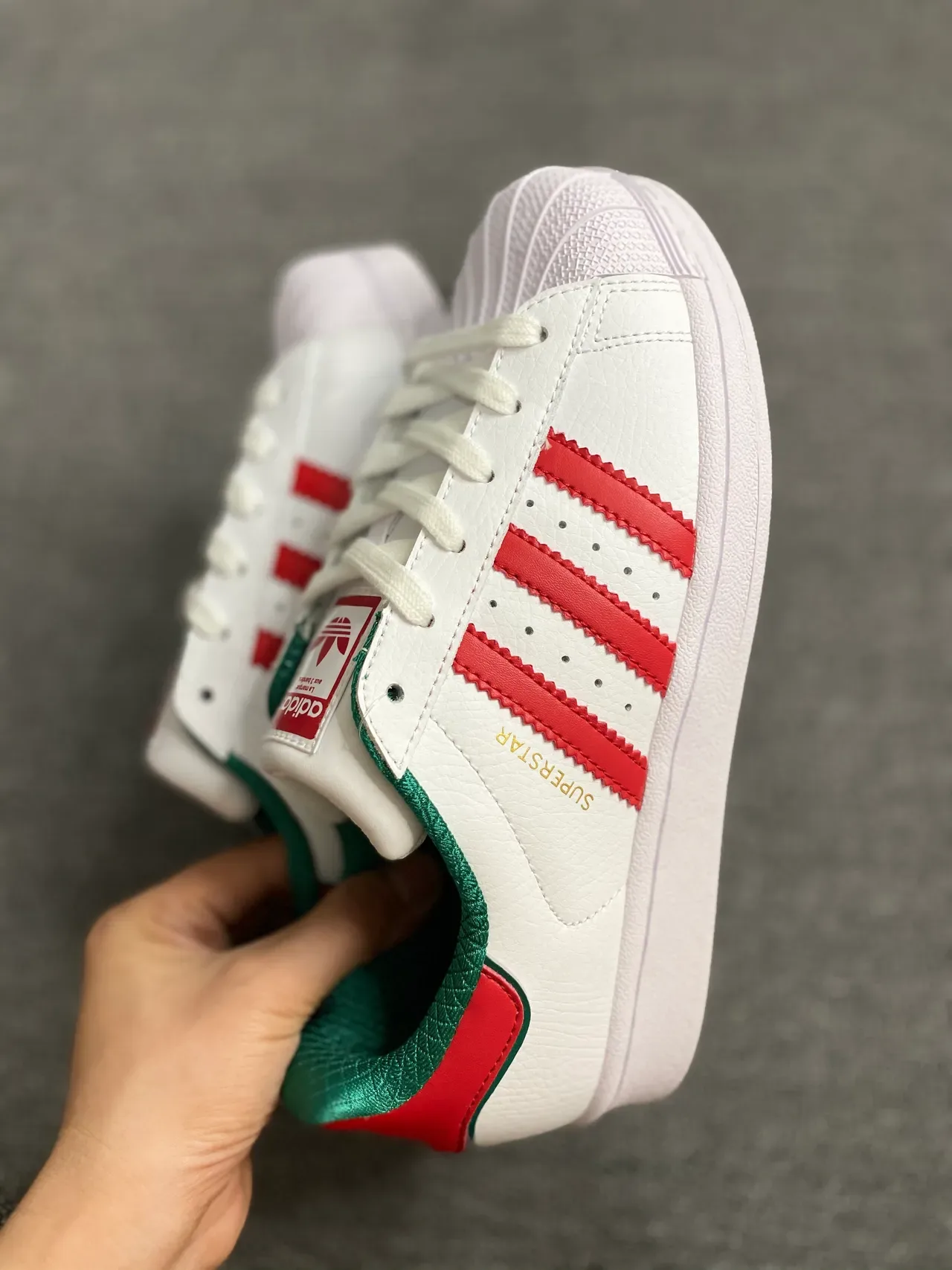 Adidas Superstar White Red Green Lifestyle Sneakers 6