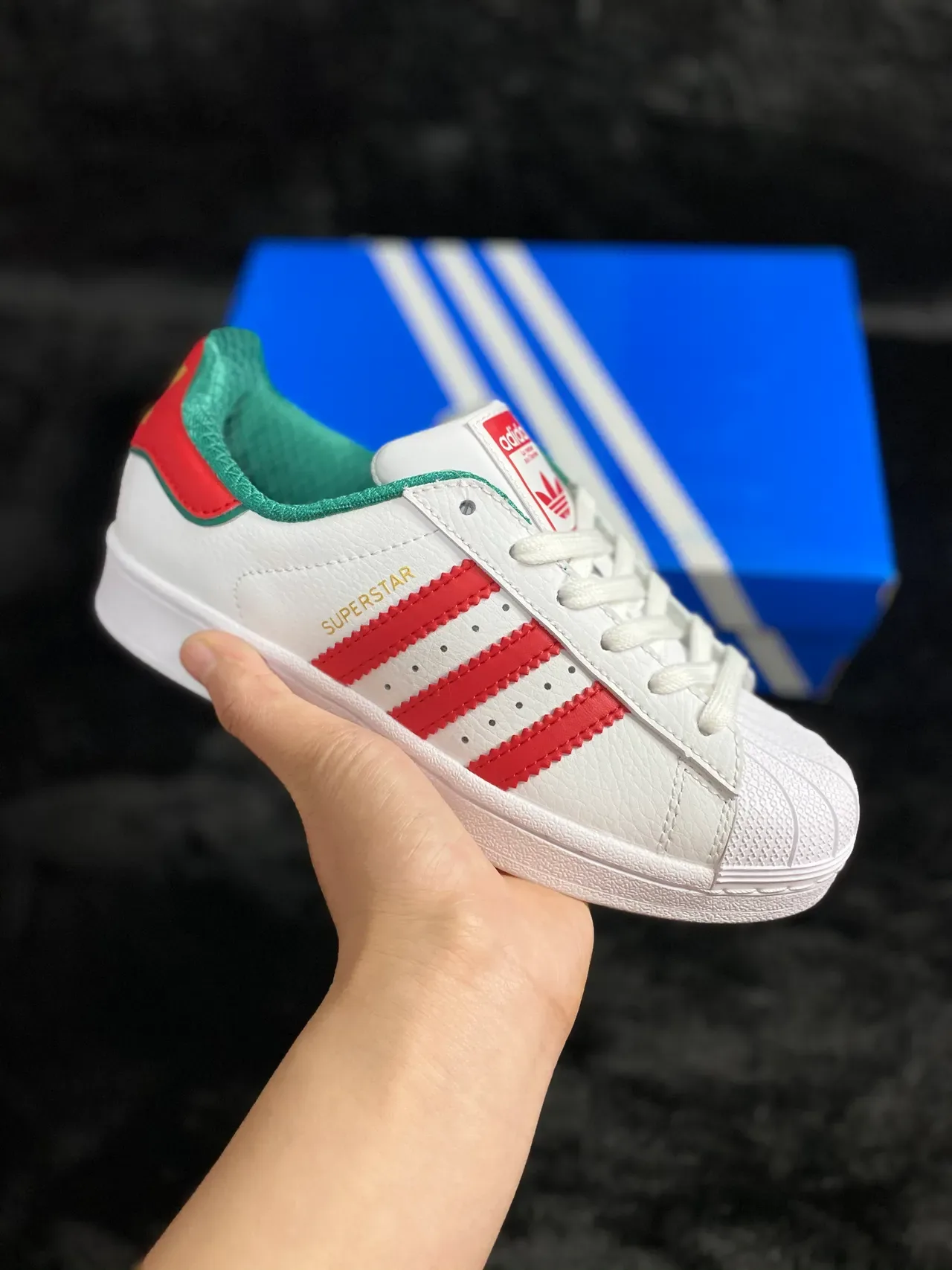 Adidas Superstar White Red Green Lifestyle Sneakers 7