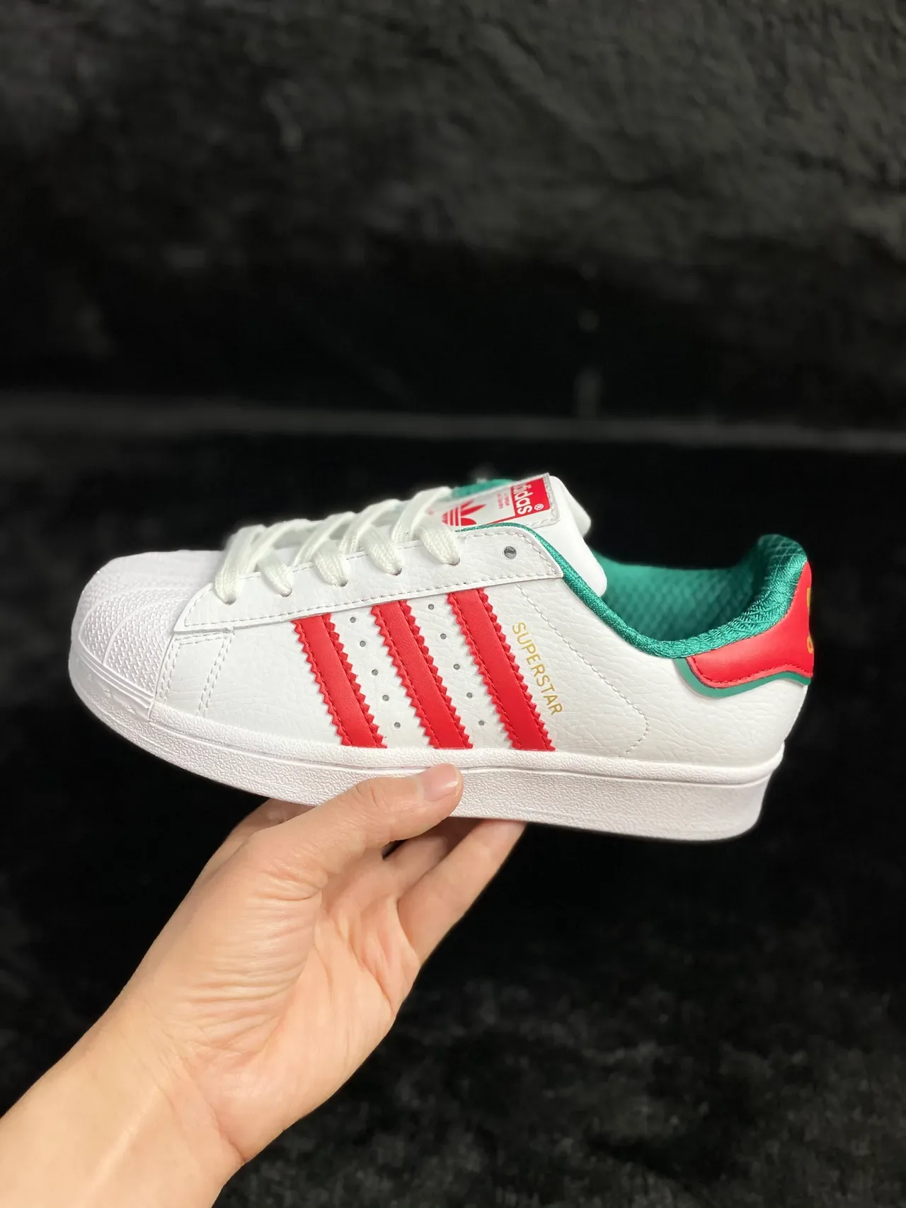Adidas Superstar White Red Green Lifestyle Sneakers 10