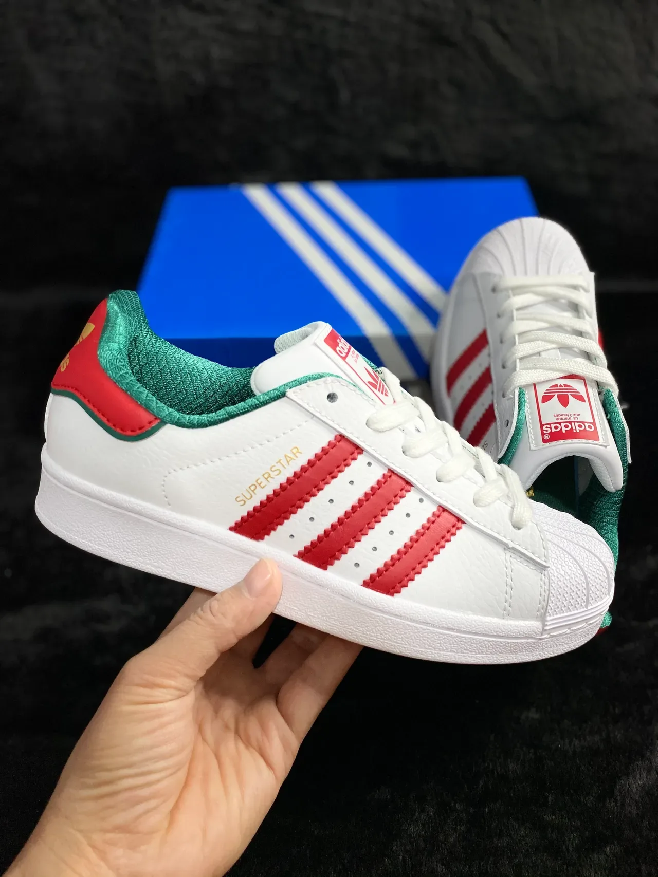 Adidas Superstar White Red Green Lifestyle Sneakers 12