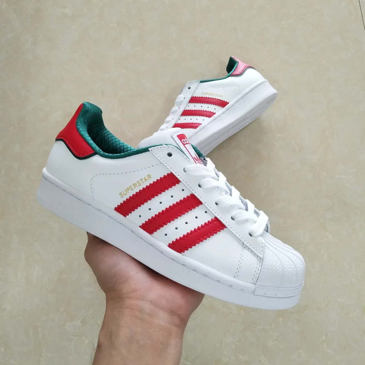 Adidas Superstar White Red Green Lifestyle Sneakers 16
