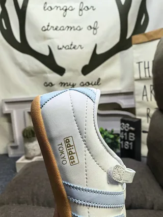 Adidas Tokyo White and Light Blue Leather Lifestyle Sneakers 3