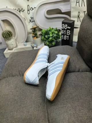 Adidas Tokyo White and Light Blue Leather Lifestyle Sneakers 6