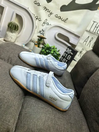 Adidas Tokyo White and Light Blue Leather Lifestyle Sneakers 7