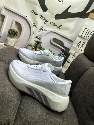 Adidas White Black Knit Upper Oversized Sculpted Midsole Chunky Sneakers 7