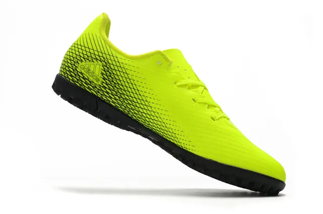 Adidas Sapatos de futebol branco e preto de corte baixo com upper sintético, linha gráfica de gradiente para grama artificial 2