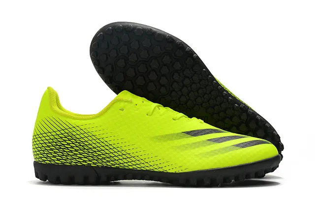 Adidas Sapatos de futebol branco e preto de corte baixo com upper sintético, linha gráfica de gradiente para grama artificial 6