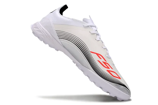 Adidas Chaussures de football en gazon blanc noir à coupe basse tige synthétique motif graphique ondulé 2