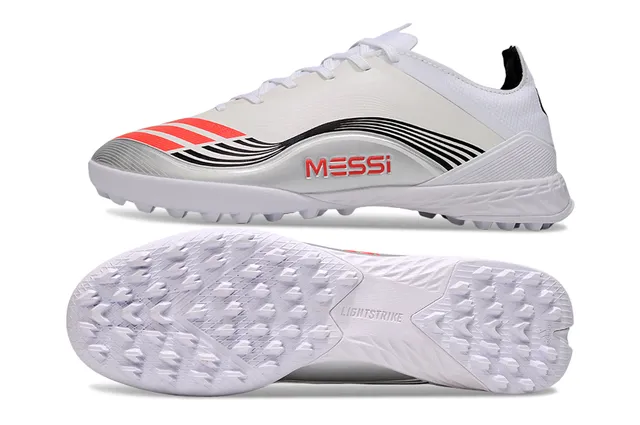 Adidas Chaussures de football en gazon blanc noir à coupe basse tige synthétique motif graphique ondulé 6