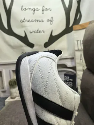 Adidas White Black Quilted Leather Upper Three-Stripe Side Panel Lifestyle Sneakers 3
