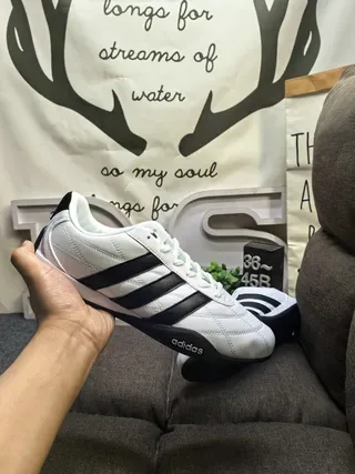 Adidas White Black Quilted Leather Upper Three-Stripe Side Panel Lifestyle Sneakers 5