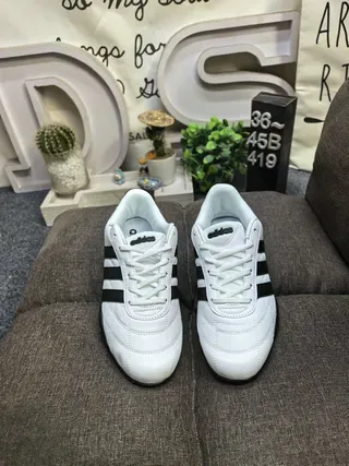 Adidas White Black Quilted Leather Upper Three-Stripe Side Panel Lifestyle Sneakers 10
