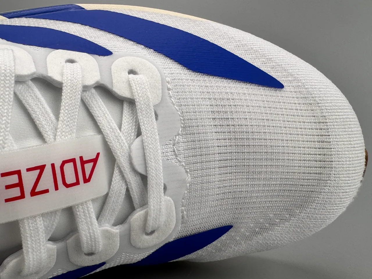 Adidas White Blue Engineered Mesh Upper Three-Stripe Side Branding Running Shoes 2