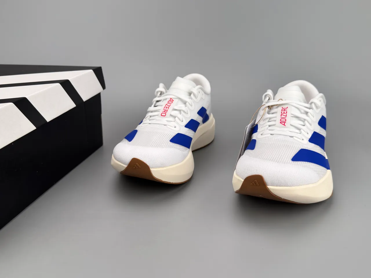 Adidas White Blue Engineered Mesh Upper Three-Stripe Side Branding Running Shoes 3
