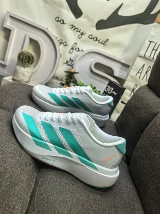 Adidas White Green Engineered Mesh Upper Three-Stripe Side Panel Running Shoes 7