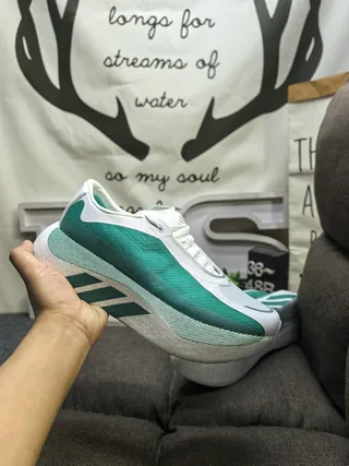 Adidas White Green Knit Upper Sculpted Foam Midsole Lifestyle Sneakers 5