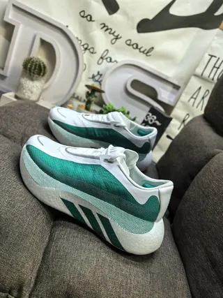 Adidas White Green Knit Upper Sculpted Foam Midsole Lifestyle Sneakers 7