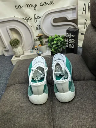 Adidas White Green Knit Upper Sculpted Foam Midsole Lifestyle Sneakers 8