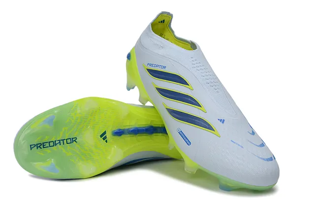 Adidas Blanc Vert Collet à Chaussette Clous Coniques Moldés Herbe Artificielle Chaussures de Football 3