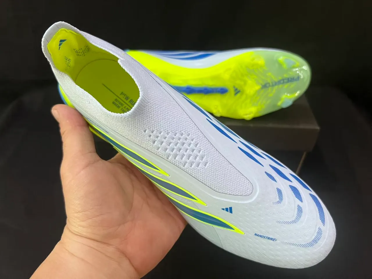Adidas Blanc Vert Collet à Chaussette Clous Coniques Moldés Herbe Artificielle Chaussures de Football 12
