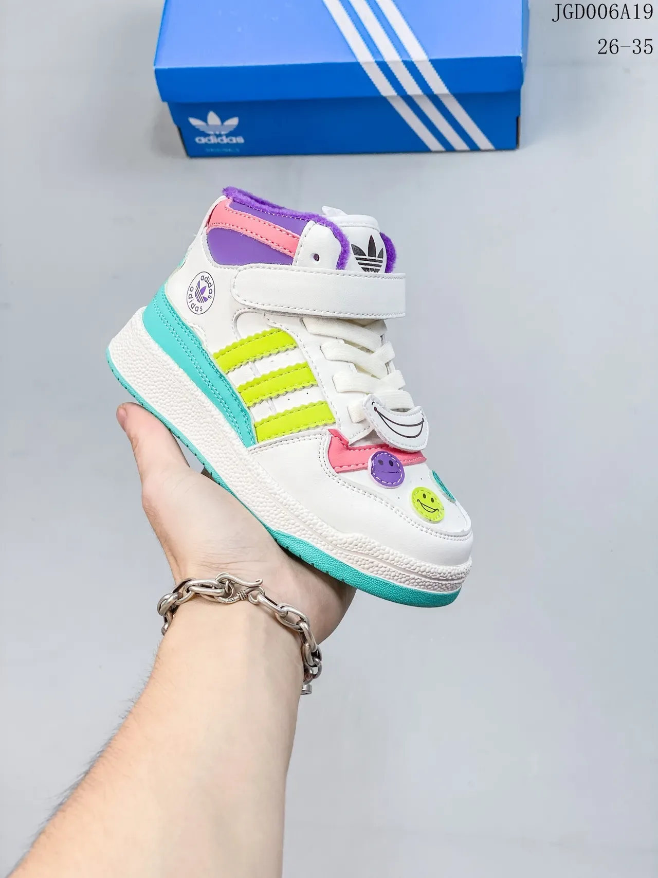 Adidas White Multicolor High-Top Velcro Strap Lifestyle Sneakers 6