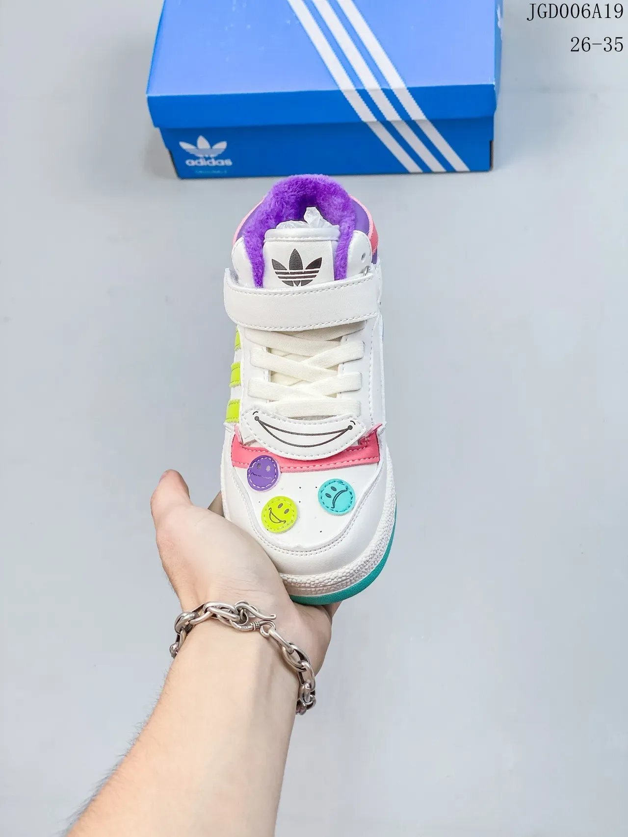 Adidas White Multicolor High-Top Velcro Strap Lifestyle Sneakers 9
