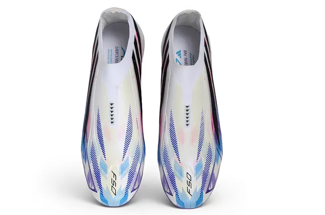Adidas White Multicolor Laceless Sock-Fit Upper Iridescent Holographic Outsole Firm-Ground Soccer Shoes 2