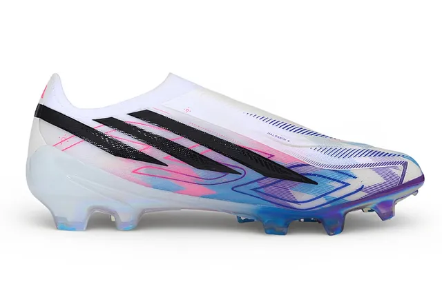 Adidas White Multicolor Laceless Sock-Fit Upper Iridescent Holographic Outsole Firm-Ground Soccer Shoes 7