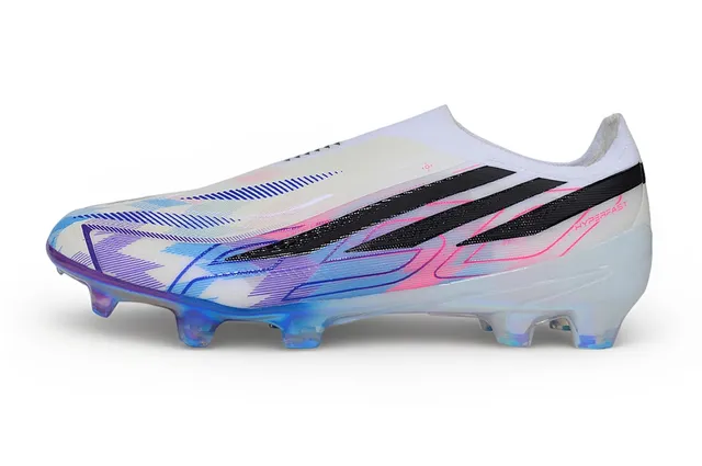 Adidas White Multicolor Laceless Sock-Fit Upper Iridescent Holographic Outsole Firm-Ground Soccer Shoes 8