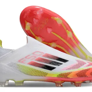 Adidas White Multicolor Low-Cut Sock-Fit Collar Firm-Ground Soccer Shoes
