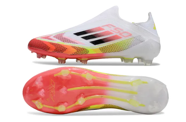 Adidas White Multicolor Low-Cut Sock-Fit Collar Firm-Ground Soccer Shoes 6