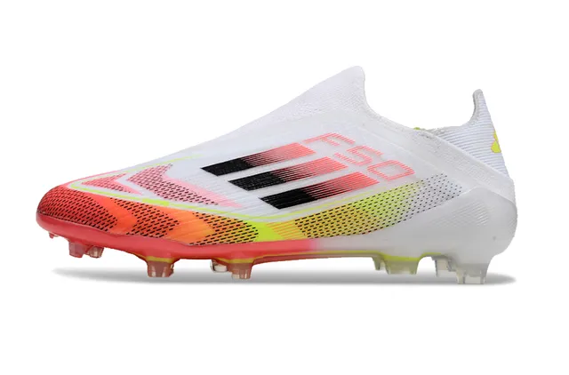 Adidas White Multicolor Low-Cut Sock-Fit Collar Firm-Ground Soccer Shoes 7