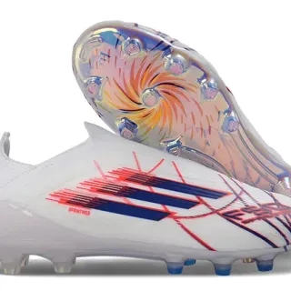 Adidas White Multicolor Sock-Fit Upper Translucent Iridescent Outsole Firm-Ground Soccer Shoes