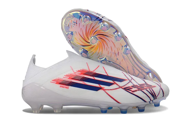 Adidas White Multicolor Sock-Fit Upper Translucent Iridescent Outsole Firm-Ground Soccer Shoes 1